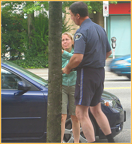 Lady crying after getting a parking ticket